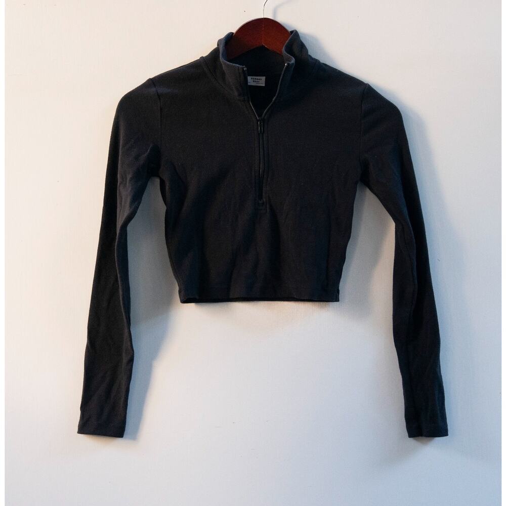 Sunday Best MONARCH ½ ZIP CROPPED LONGSLEEVE Aritzia Black Size XS